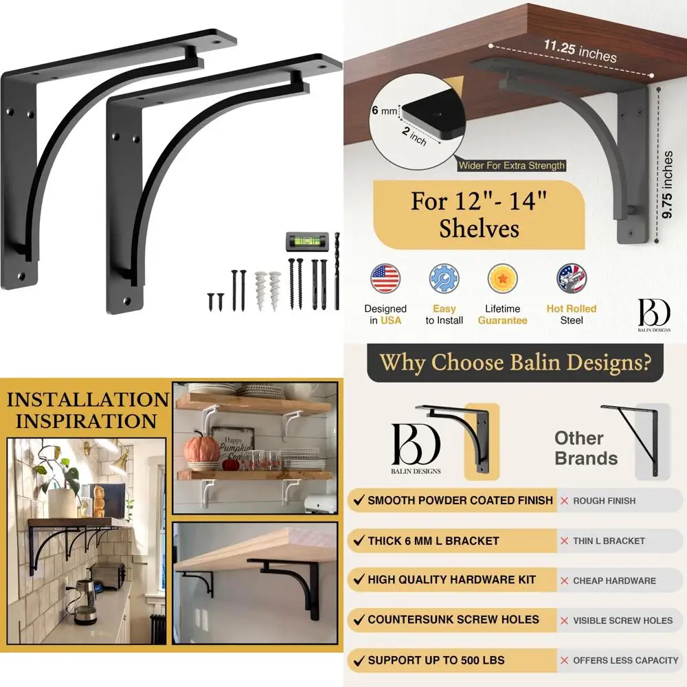 Сверхмощные настенные L-образные кронштейны шириной 12 дюймов для дополнительной поддержки и установки декоративных полок
Сверхмощные настенные L-образные кронштейны шириной 12 дюймов для дополнительной поддержки и установки декоративных полок