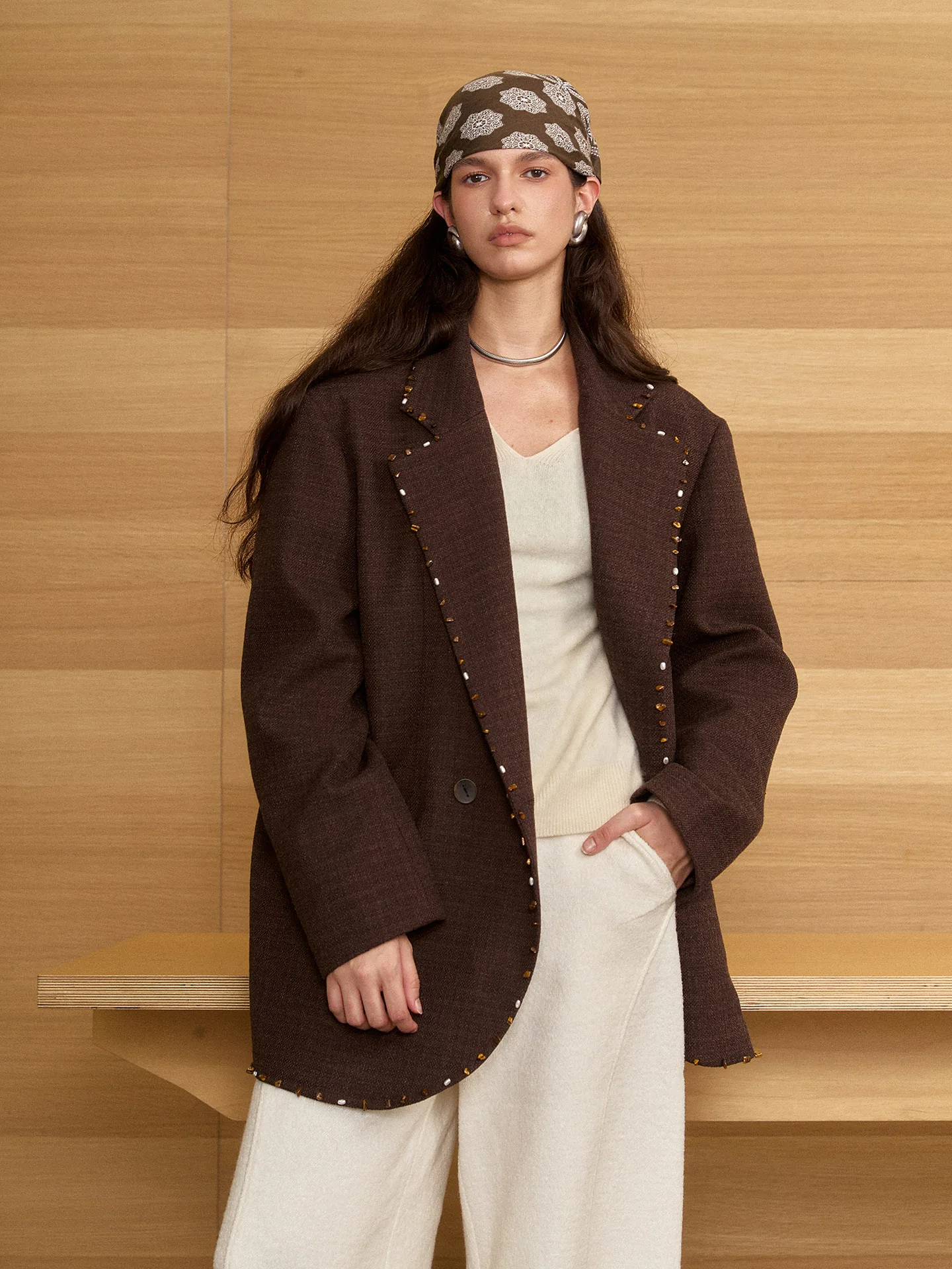 Loeben Vintage Sle Long Sve Suit Jaet Handmade Beaded Loose Fit Women's Woolen Coat for Office And Daily Wear
Loeben Vintage Sle Long Sve Suit Jaet Handmade Beaded Loose Fit Women's Woolen Coat for Office And Daily Wear