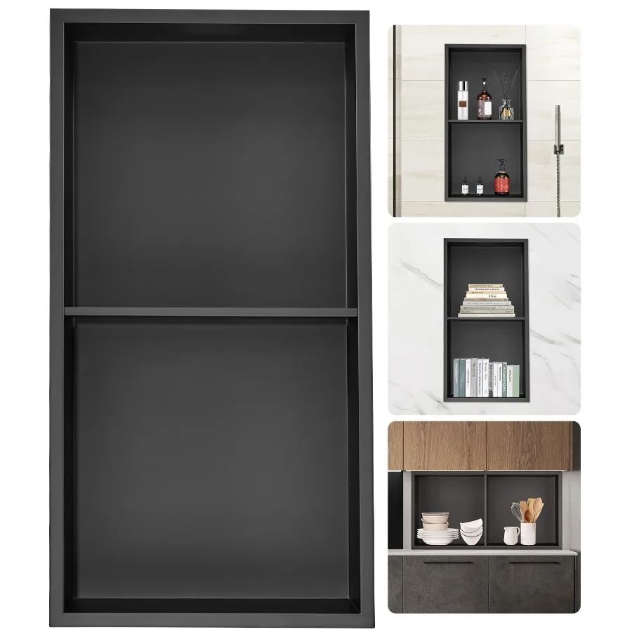 13"x25" Shower Niche Without Tile Made of 304 Stainless Steel Designed for Wall Insertion with Dual Recessed Shelves Features W
13"x25" Shower Niche Without Tile Made of 304 Stainless Steel Designed for Wall Insertion with Dual Recessed Shelves Features W