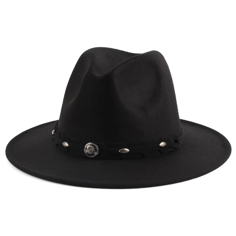 men's and women's gender-neutral imitation wool felt black top British jazz woolen polyester cotton hat
men's and women's gender-neutral imitation wool felt black top British jazz woolen polyester cotton hat