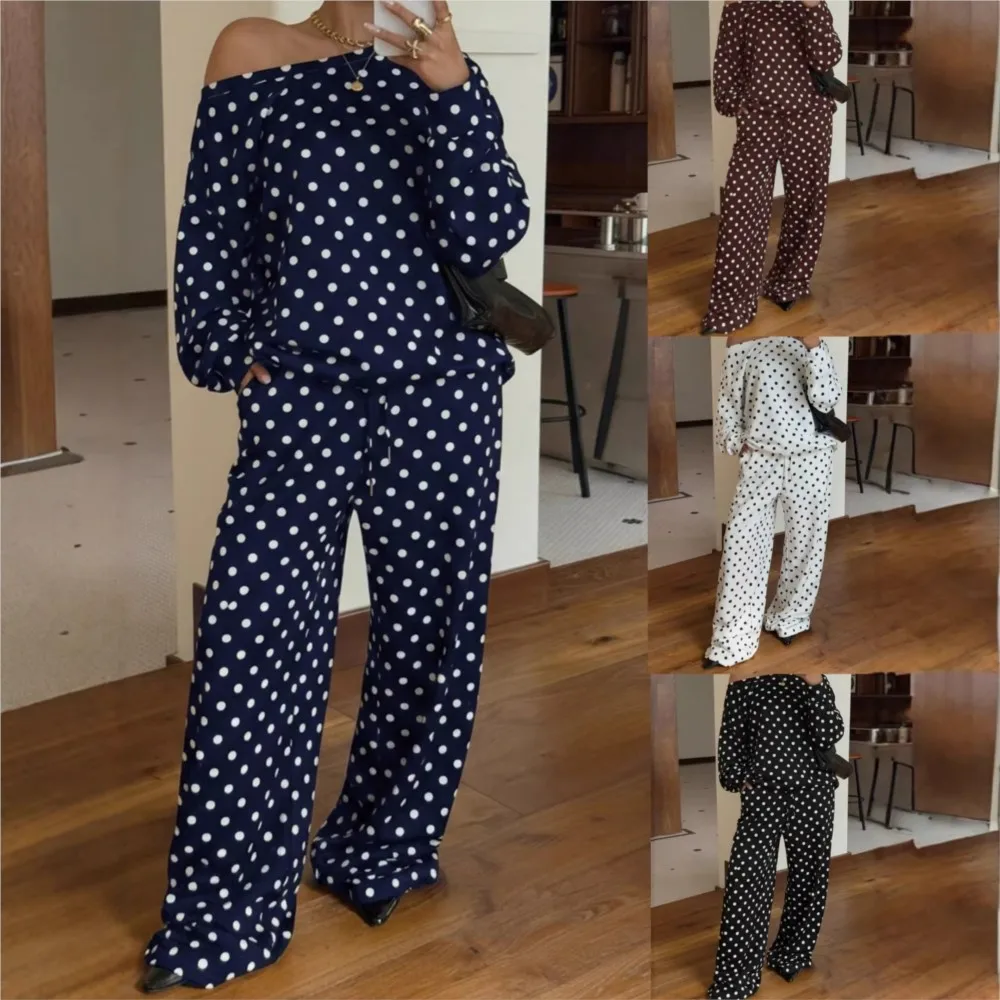 Casual 2 Pieces Set For Woman Two Piece Outfit Women's Matching Set Retro Simple Style Daily Lazy Long Sleeves Fashion Polka Dot
Casual 2 Pieces Set For Woman Two Piece Outfit Women's Matching Set Retro Simple Style Daily Lazy Long Sleeves Fashion Polka Dot