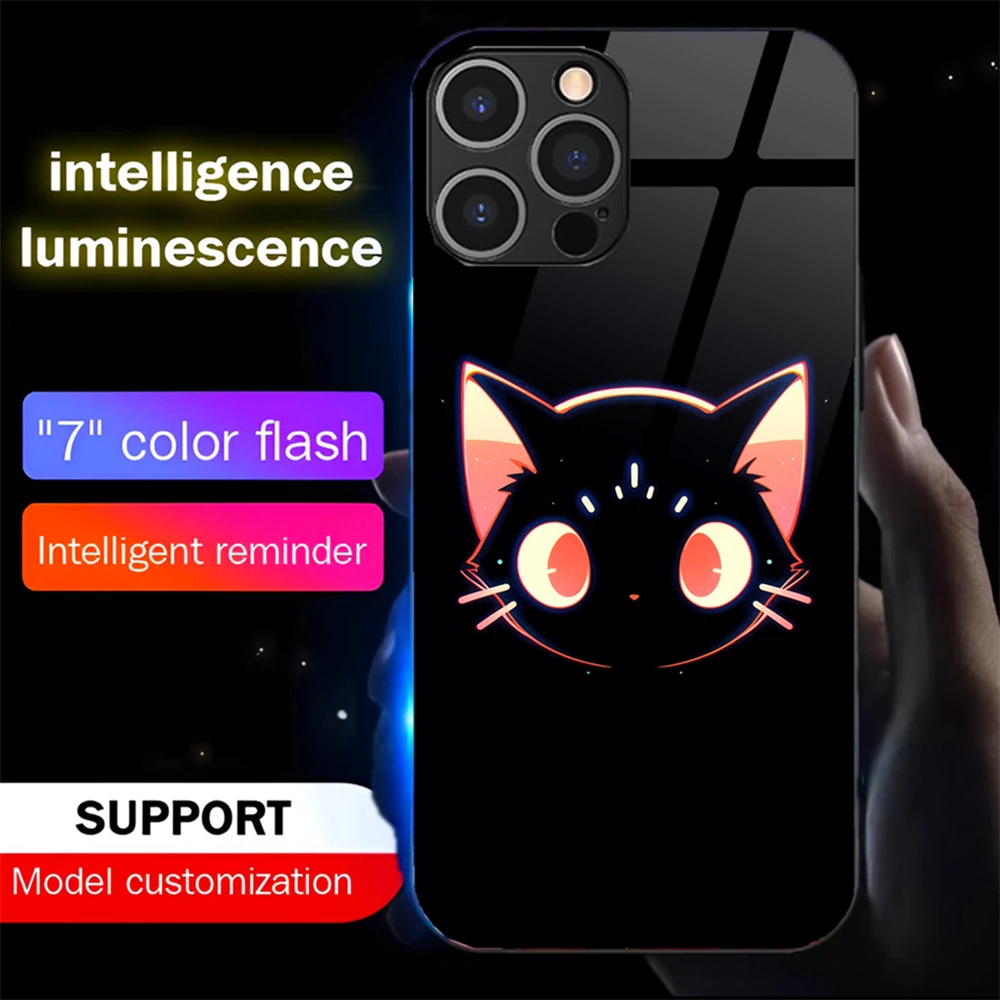 Lovely Cartoon Black Cat Design Led Light Up Flashing Phone Case For iPhone Air 17 16 E 15 14 13 12 11 Pro Max XR Plus SE
Lovely Cartoon Black Cat Design Led Light Up Flashing Phone Case For iPhone Air 17 16 E 15 14 13 12 11 Pro Max XR Plus SE