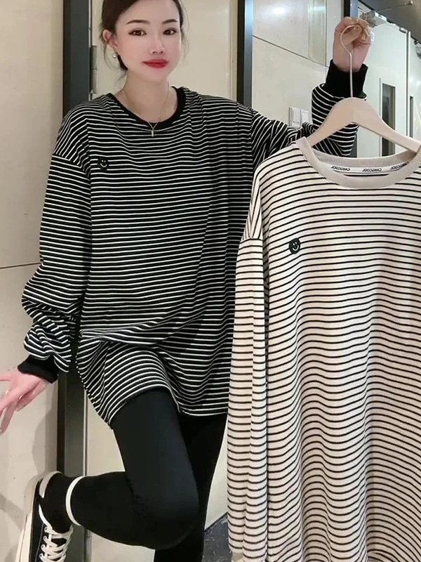 plus Size Women's T-Shirt Striped Face Long Sleeve Mid-Length Loose Fit Spring Autumn Casual Wear Breathable Comfortable
plus Size Women's T-Shirt Striped Face Long Sleeve Mid-Length Loose Fit Spring Autumn Casual Wear Breathable Comfortable
