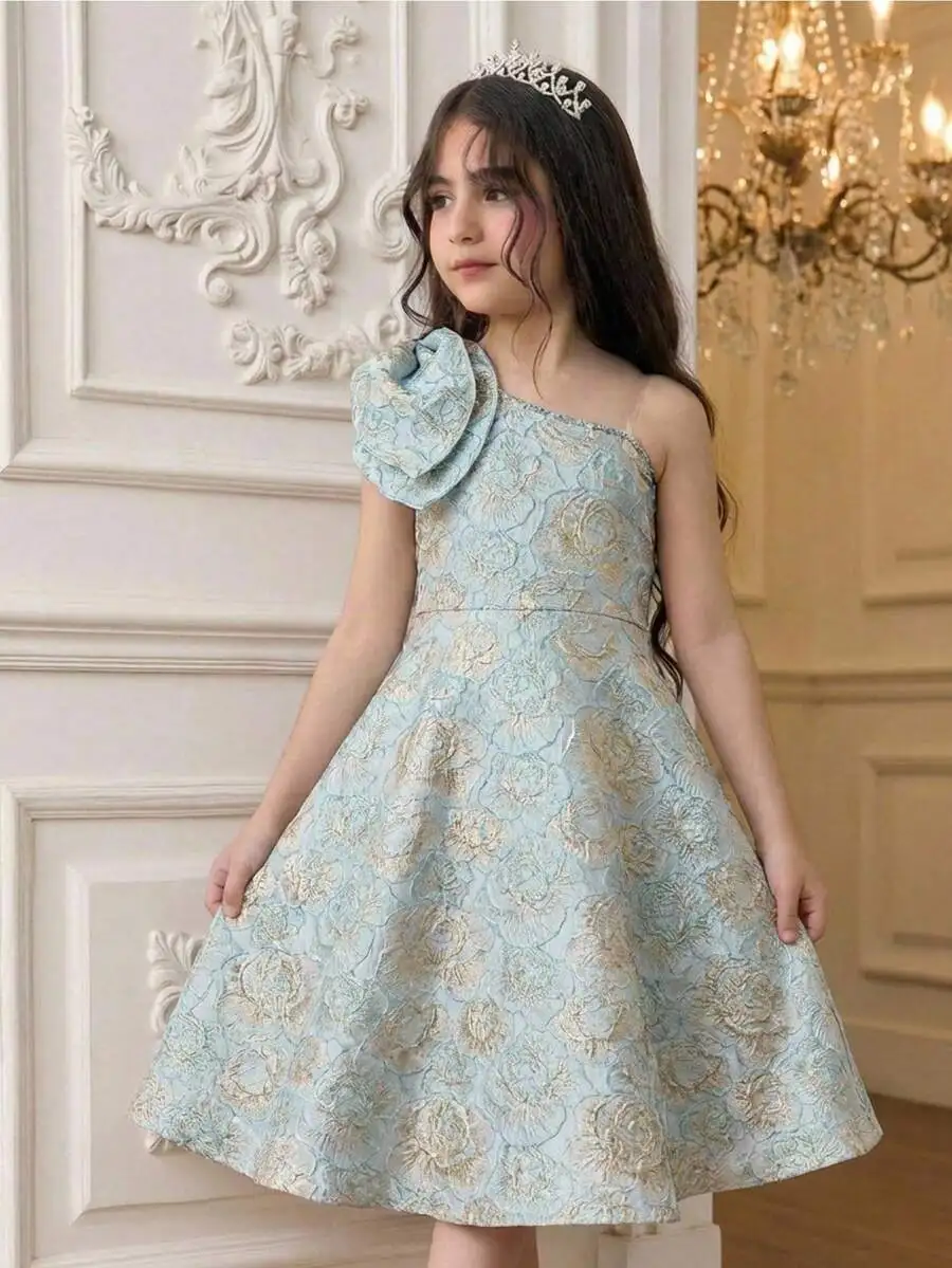 Elegant Floral Brocade Asymmetrical Shoulder Bow Dress Knee-Length A-Line Formal Gown
Elegant Floral Brocade Asymmetrical Shoulder Bow Dress Knee-Length A-Line Formal Gown