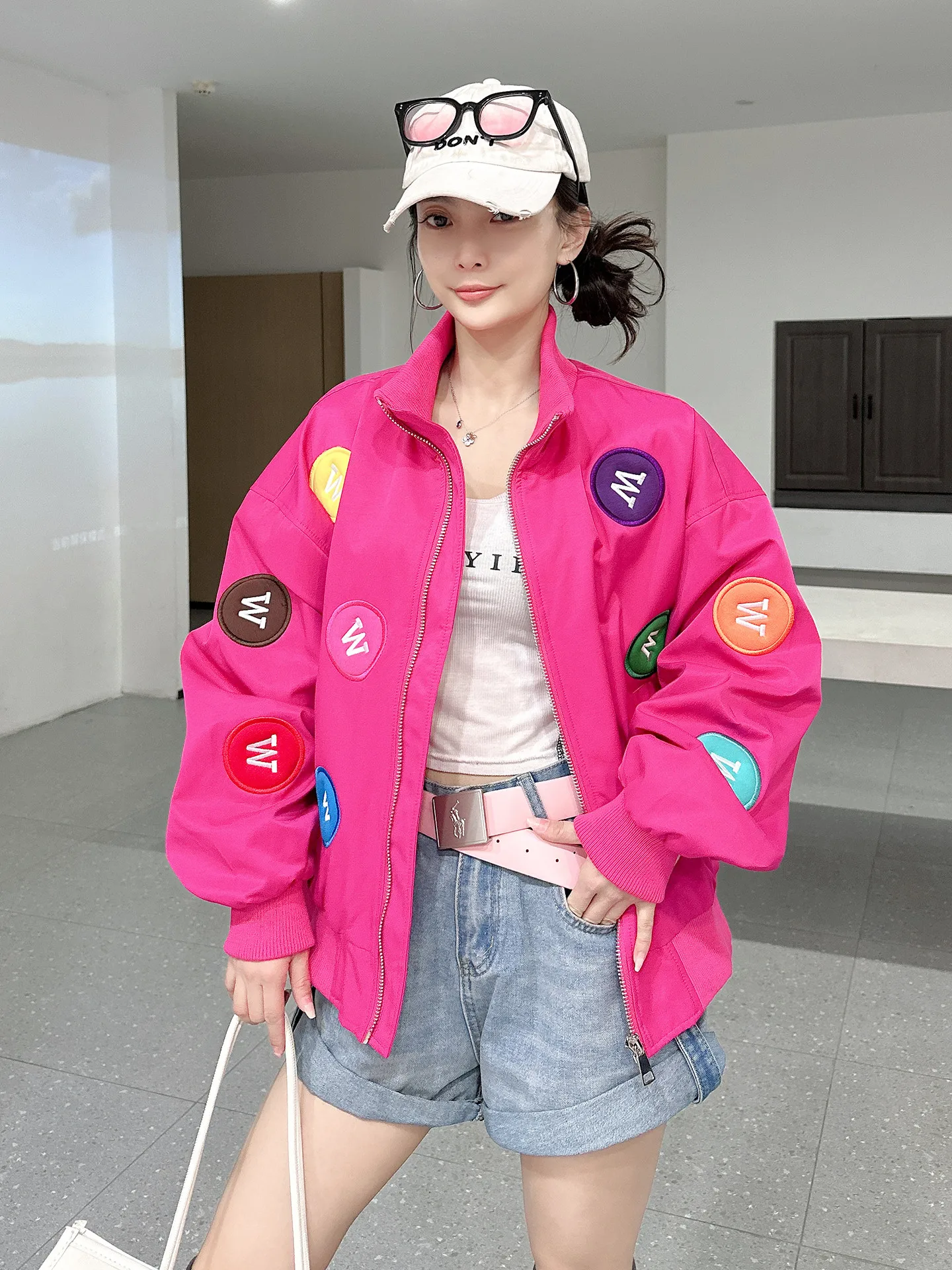 Pink Baseball Jaet Women's Loose Stitched Patchwork Spring Autumn Versatile Korean Sle Outerwear Long Sve Zipper Closure
Pink Baseball Jaet Women's Loose Stitched Patchwork Spring Autumn Versatile Korean Sle Outerwear Long Sve Zipper Closure