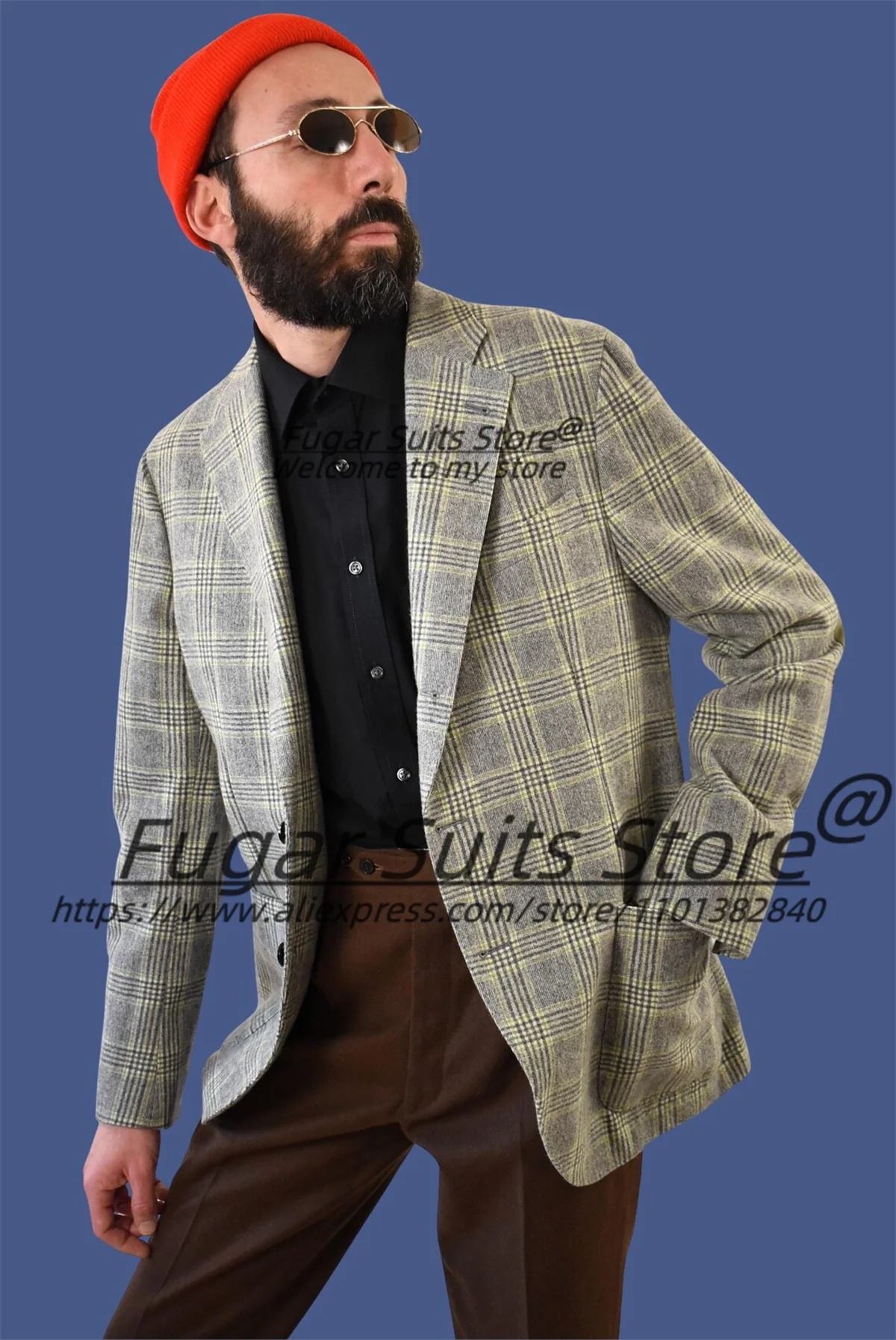 British style Classic Plaid Men Suits Customized Slim Notched Lapel Man Tuxedos 2 PCS Sets Male Party Blazers trajes para hombre
British style Classic Plaid Men Suits Customized Slim Notched Lapel Man Tuxedos 2 PCS Sets Male Party Blazers trajes para hombre