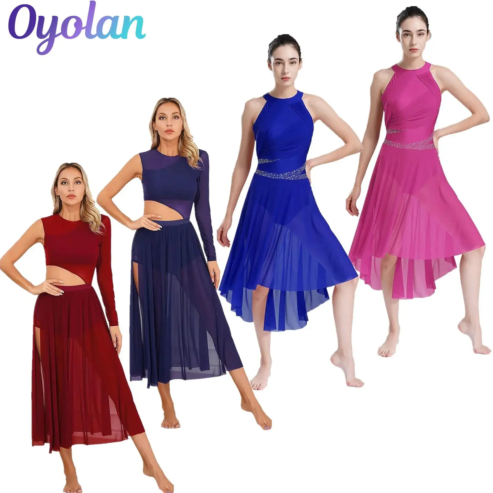 Womens Gymnastics Ballet Leotards Modern Lyrical Contemporary Dance Costume Cutout Round Neck Side Split Sheer Mesh Dresses
Womens Gymnastics Ballet Leotards Modern Lyrical Contemporary Dance Costume Cutout Round Neck Side Split Sheer Mesh Dresses