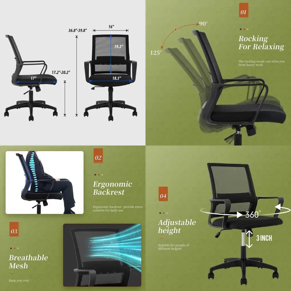 Эргономичное офисное кресло с подушкой, подлокотниками и поясничной поддержкой из черного нейлона
Эргономичное офисное кресло с подушкой, подлокотниками и поясничной поддержкой из черного нейлона