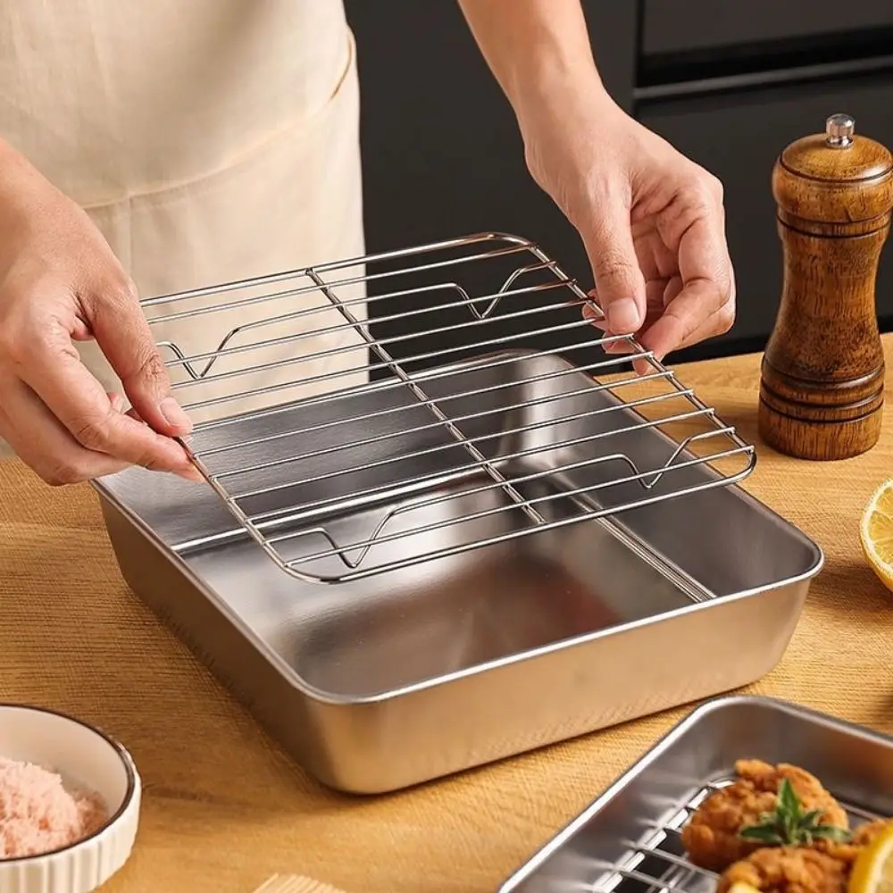 Stainless Steel Roasting Pan Set Non-stick Food-Grade Air Fryer Grilling Rack Square Mesh Basket Roasting Cooking Rack
Stainless Steel Roasting Pan Set Non-stick Food-Grade Air Fryer Grilling Rack Square Mesh Basket Roasting Cooking Rack