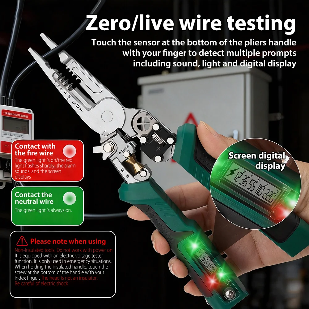 Щипцы для зачистки с тестером напряжения, складные щипцы для резки кабеля, многофункциональные электрические складные плоскогубцы для зачистки проводов, 1 шт.
Щипцы для зачистки с тестером напряжения, складные щипцы для резки кабеля, многофункциональные электрические складные плоскогубцы для зачистки проводов, 1 шт.