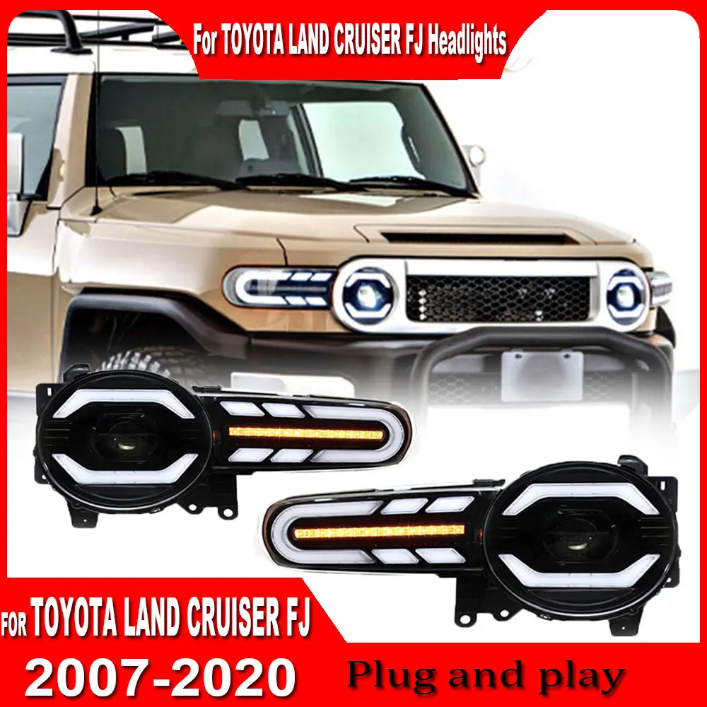 Автомобильная фара для Toyota FJ Cruiser 2007-2020, светодиодная линза проектора DRL, ретро дизайн FrogEye, авто передняя лампа, аксессуары для инструментов
Автомобильная фара для Toyota FJ Cruiser 2007-2020, светодиодная линза проектора DRL, ретро дизайн FrogEye, авто передняя лампа, аксессуары для инструментов