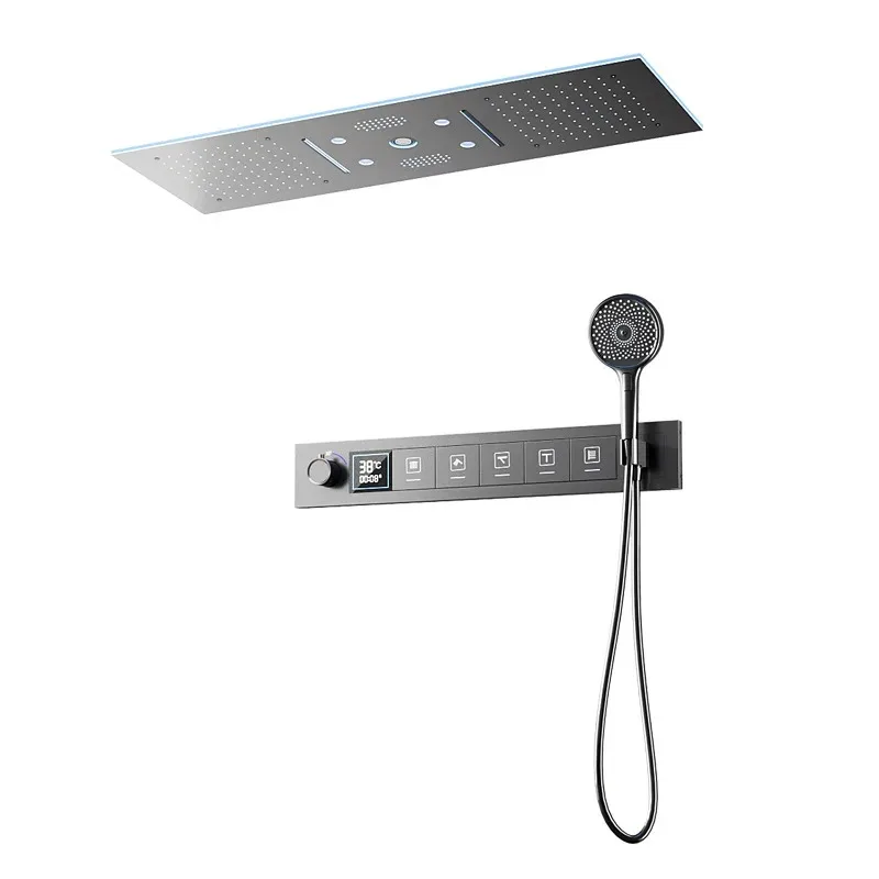 canopy shower with light, concealed shower set, Bluetooth music digital display, all copper constant temperature
canopy shower with light, concealed shower set, Bluetooth music digital display, all copper constant temperature