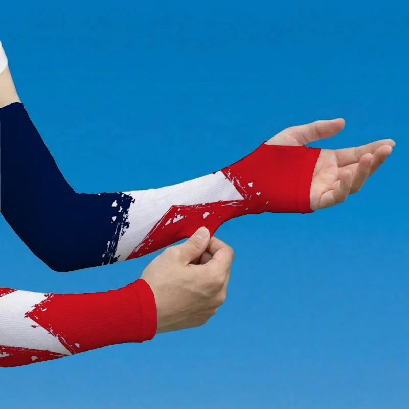 1 Pair of Unisex Cooling Arm Sleeves with a Vivid Red, White, and Blue American Stars and Stripes Pattern
1 Pair of Unisex Cooling Arm Sleeves with a Vivid Red, White, and Blue American Stars and Stripes Pattern