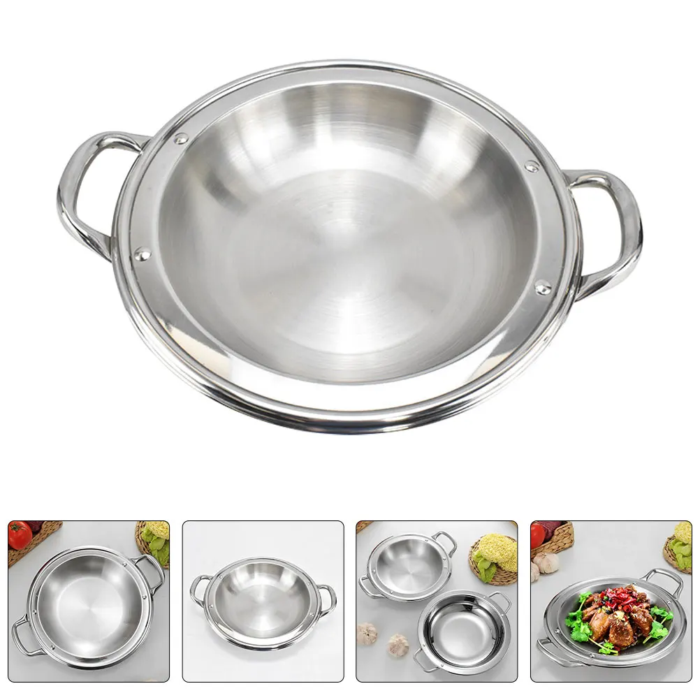Stainless Steel Paella Pan Kitchen Cooking Household Shallow Heat Resistant Double Handle Seafood Hot Pot
Stainless Steel Paella Pan Kitchen Cooking Household Shallow Heat Resistant Double Handle Seafood Hot Pot