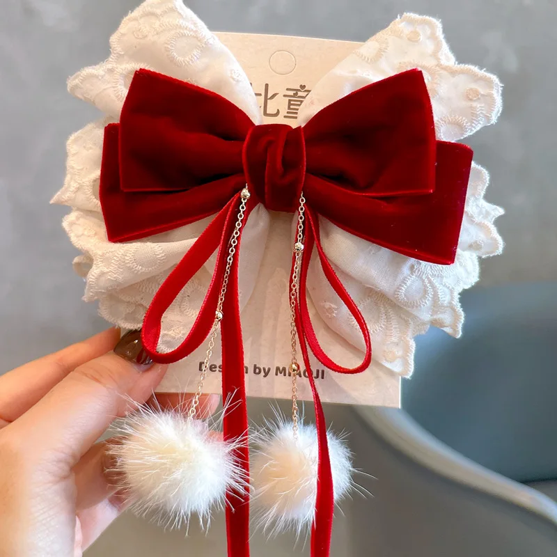 Red Bow Headwear Back Head Hair Clips for Girl Lace Pearl Streamer Design Elegant Hair Barrettes Sweet for Kids Party Daily Wear
Red Bow Headwear Back Head Hair Clips for Girl Lace Pearl Streamer Design Elegant Hair Barrettes Sweet for Kids Party Daily Wear