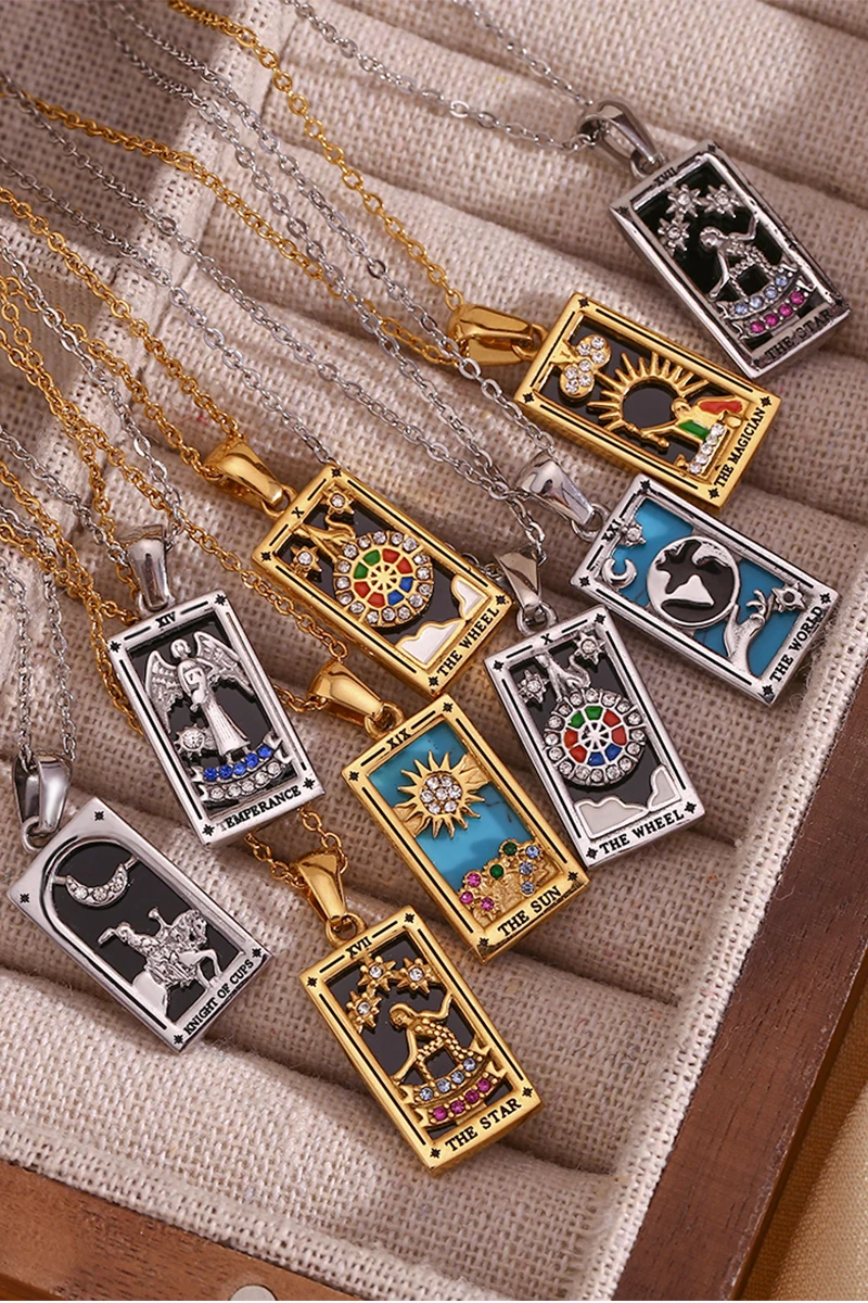 Retro Original Design Tarot Star Moon Sun Lovers Pendant O-chain Necklace New in Stainless Steel Jewelry Gift
Retro Original Design Tarot Star Moon Sun Lovers Pendant O-chain Necklace New in Stainless Steel Jewelry Gift