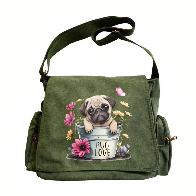 Casual Womens Shoulder Bag Canvas Pug Dog Print Large Capacity Laptop Bag For Daily Travel Messenger Bag
Casual Womens Shoulder Bag Canvas Pug Dog Print Large Capacity Laptop Bag For Daily Travel Messenger Bag