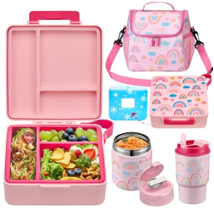 Bento Lunch Box for with 17oz Soup Thermo, Insulated Tumbler Water Bottle and Insulated Lunch Bag, Leak-Proof 3 Compartment Lun
Bento Lunch Box for with 17oz Soup Thermo, Insulated Tumbler Water Bottle and Insulated Lunch Bag, Leak-Proof 3 Compartment Lun