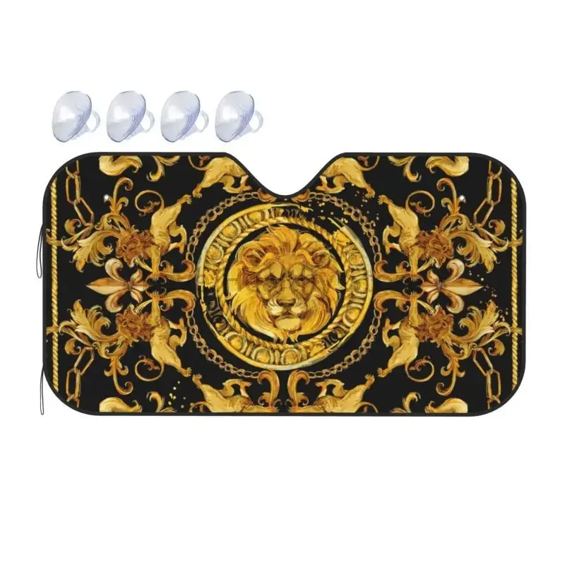 Golden Lion Baroque Pattern Car Front Windshield Sun Shade,Auto Sunshade for Car Truck SUV Blocks Uv Rays Sun Visor Protector
Golden Lion Baroque Pattern Car Front Windshield Sun Shade,Auto Sunshade for Car Truck SUV Blocks Uv Rays Sun Visor Protector