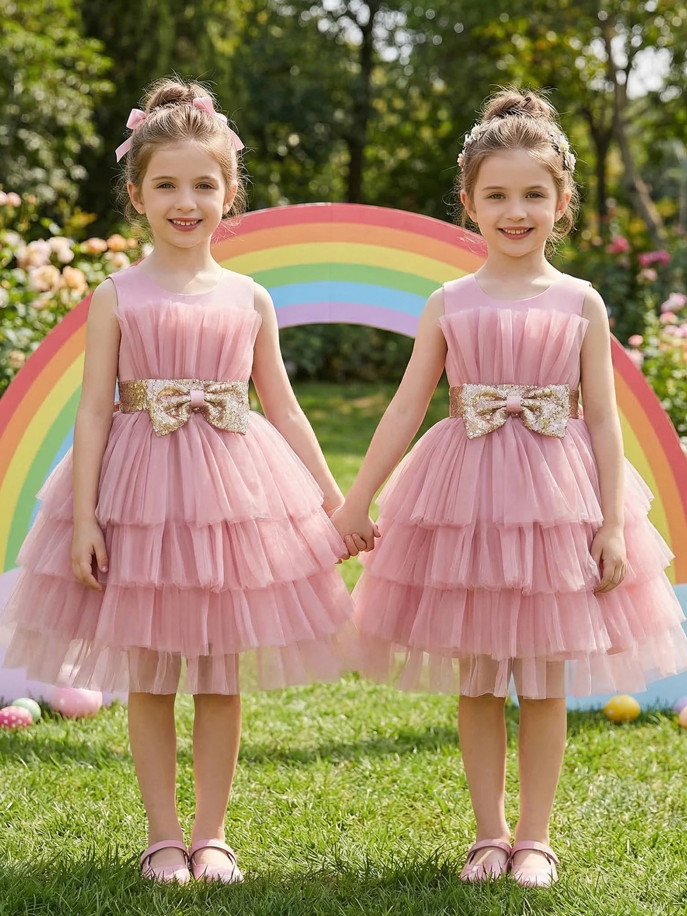 Young Girl Romantic Vacation Pink Dress,3D Adjustable Golden Large Butterfly Knot Full-Puffed Cake Skirt,Outing,Daily Wear,Party
Young Girl Romantic Vacation Pink Dress,3D Adjustable Golden Large Butterfly Knot Full-Puffed Cake Skirt,Outing,Daily Wear,Party