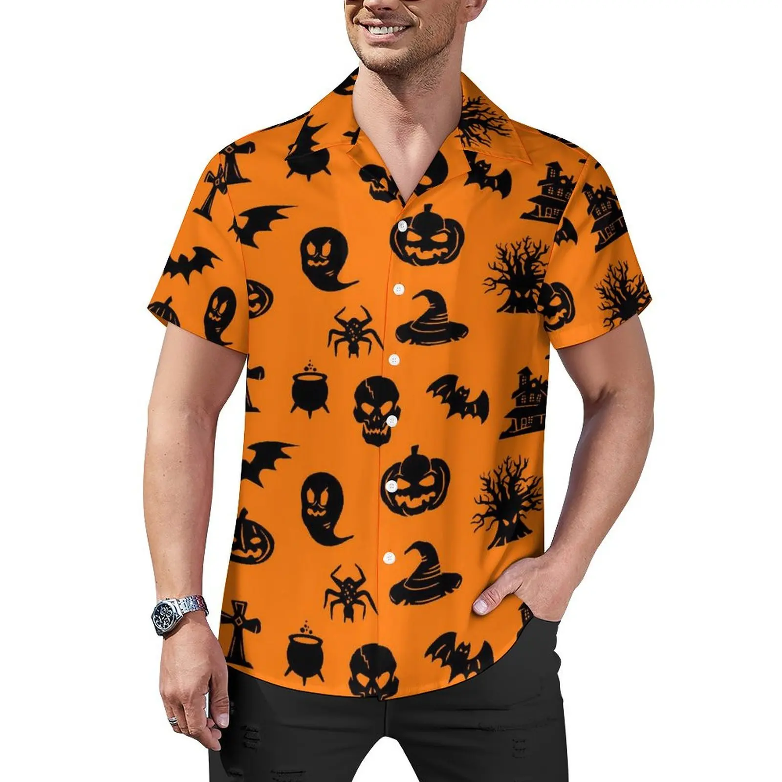 Happy Haunts Beach Shirt Men Halloween Print Cool Casual Shirts Summer Short-Sleeve Comfortable Plus Size 3XL 4XL Blouses Gift
Happy Haunts Beach Shirt Men Halloween Print Cool Casual Shirts Summer Short-Sleeve Comfortable Plus Size 3XL 4XL Blouses Gift