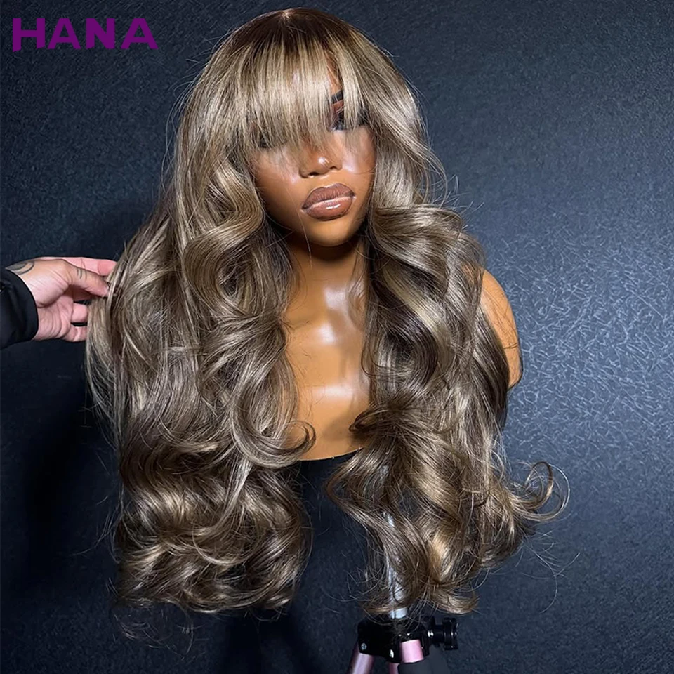Milk Tea Ash Blonde Color Body Wave With Bangs 13x6 Lace Frontal Wig PrePlucked Remy 5x7 Lace Closure Human Hair Wigs For Women
Milk Tea Ash Blonde Color Body Wave With Bangs 13x6 Lace Frontal Wig PrePlucked Remy 5x7 Lace Closure Human Hair Wigs For Women