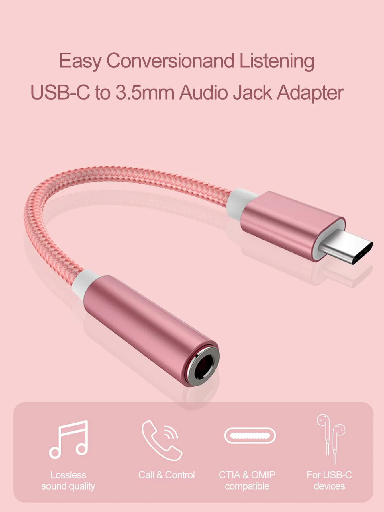 Type C To 3.5mm Audio Adapter Digital Aux Headphone Jack Converter Universal Type-C Device Audio Connector
Type C To 3.5mm Audio Adapter Digital Aux Headphone Jack Converter Universal Type-C Device Audio Connector