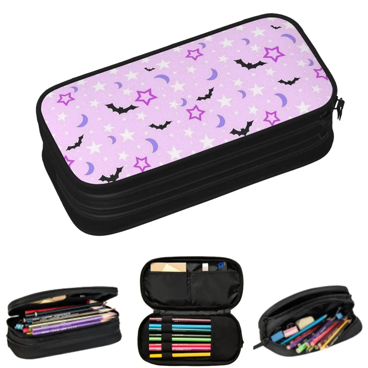 Cartoon Bat Halloween Gothic Pattern Pencil Cases for Students School Pen Box Pencil Bag Large Capacity Pencil Pouch
Cartoon Bat Halloween Gothic Pattern Pencil Cases for Students School Pen Box Pencil Bag Large Capacity Pencil Pouch