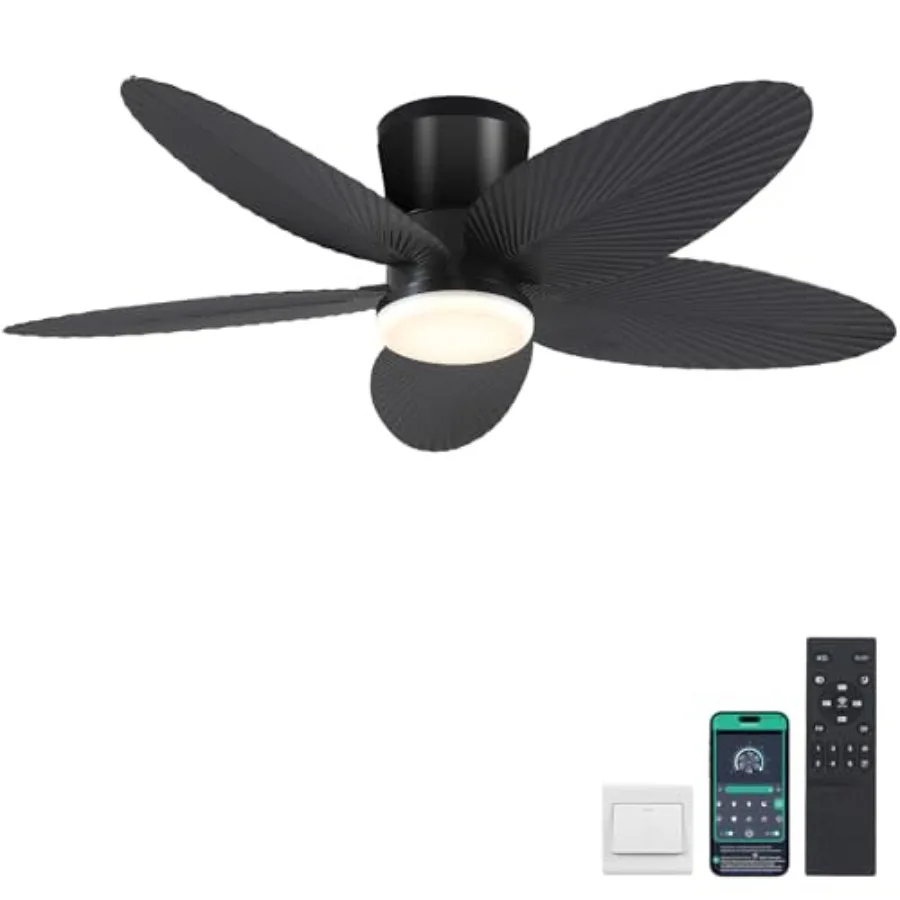 Palm Leaf Ceiling Fans with Lights-42 Tropical Ceiling Fan with Light and Remote/APP ControlFlush Mount Low Profile Black Ceili
Palm Leaf Ceiling Fans with Lights-42 Tropical Ceiling Fan with Light and Remote/APP ControlFlush Mount Low Profile Black Ceili