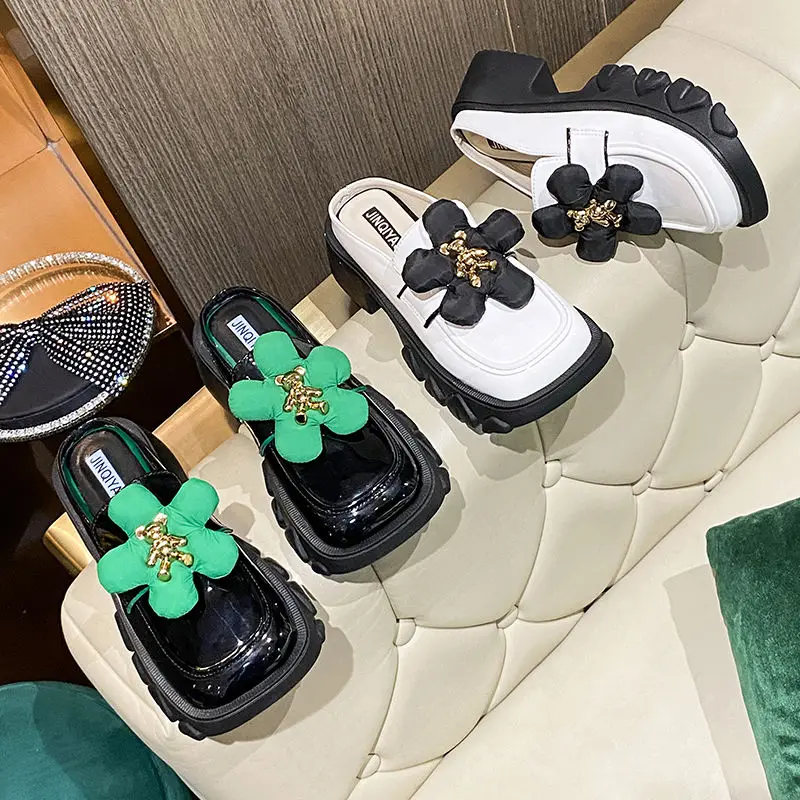 Thick-soled Half-slippers Women's Summer Outer Wear Half-supporting Single Shoes Lazy Square Toe Shoes Zapatos De Mujer
Thick-soled Half-slippers Women's Summer Outer Wear Half-supporting Single Shoes Lazy Square Toe Shoes Zapatos De Mujer