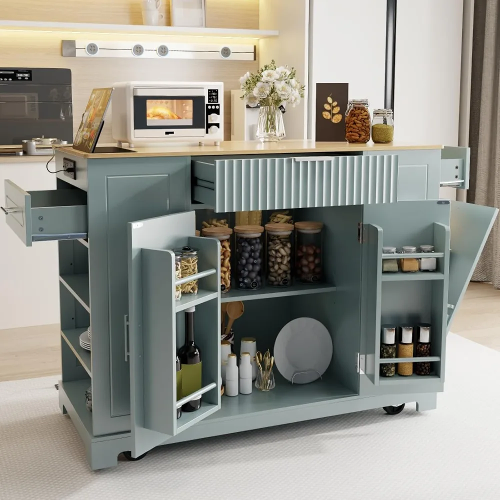 Kitchen Island with Storage and Power Outlet, Rolling Kichen Island on Wheels with 3 Drawers&Cabinet
Kitchen Island with Storage and Power Outlet, Rolling Kichen Island on Wheels with 3 Drawers&Cabinet