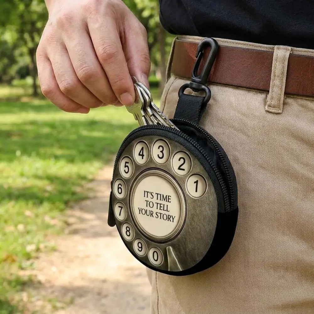 Vintage Rotary Phone Coin Purse Old Rotary Dial Print Waterproof Mini Coin Purse with Carabiner Clip Faux Leather Keys Bag
Vintage Rotary Phone Coin Purse Old Rotary Dial Print Waterproof Mini Coin Purse with Carabiner Clip Faux Leather Keys Bag