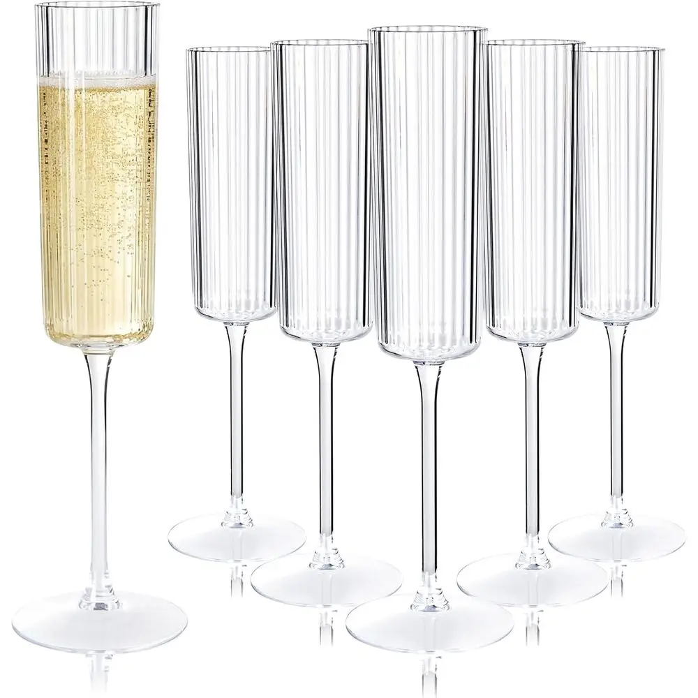 36 Pack Clear Plastic Champagne Lutes - 6oz Ribbed Disposable Glasses - Vintage Mimosa Stemware for Wedding, Party
36 Pack Clear Plastic Champagne Lutes - 6oz Ribbed Disposable Glasses - Vintage Mimosa Stemware for Wedding, Party