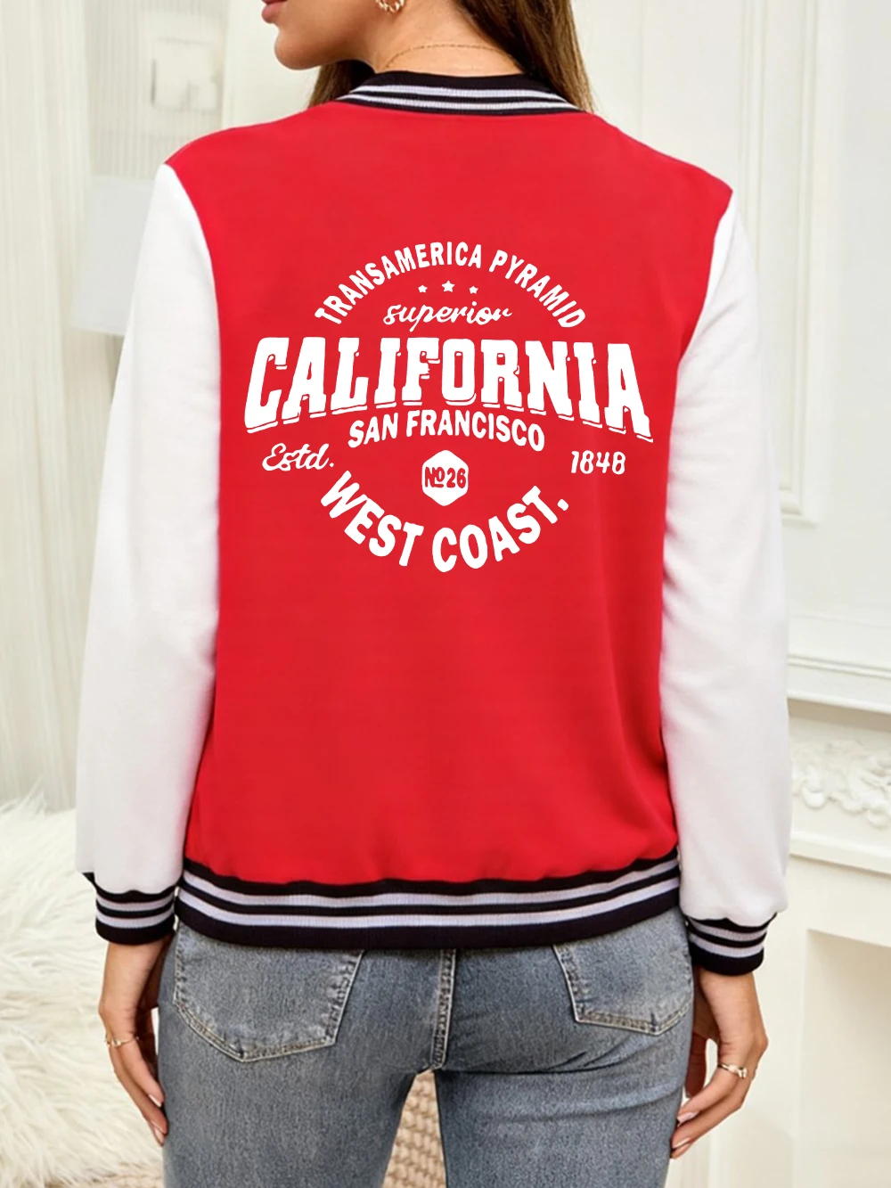 California West Coast Letter Printed Baseball Jersey Womens Casual Pocket Coats Winter Fleece Warm Jackets Basics Sporty Clothes
California West Coast Letter Printed Baseball Jersey Womens Casual Pocket Coats Winter Fleece Warm Jackets Basics Sporty Clothes