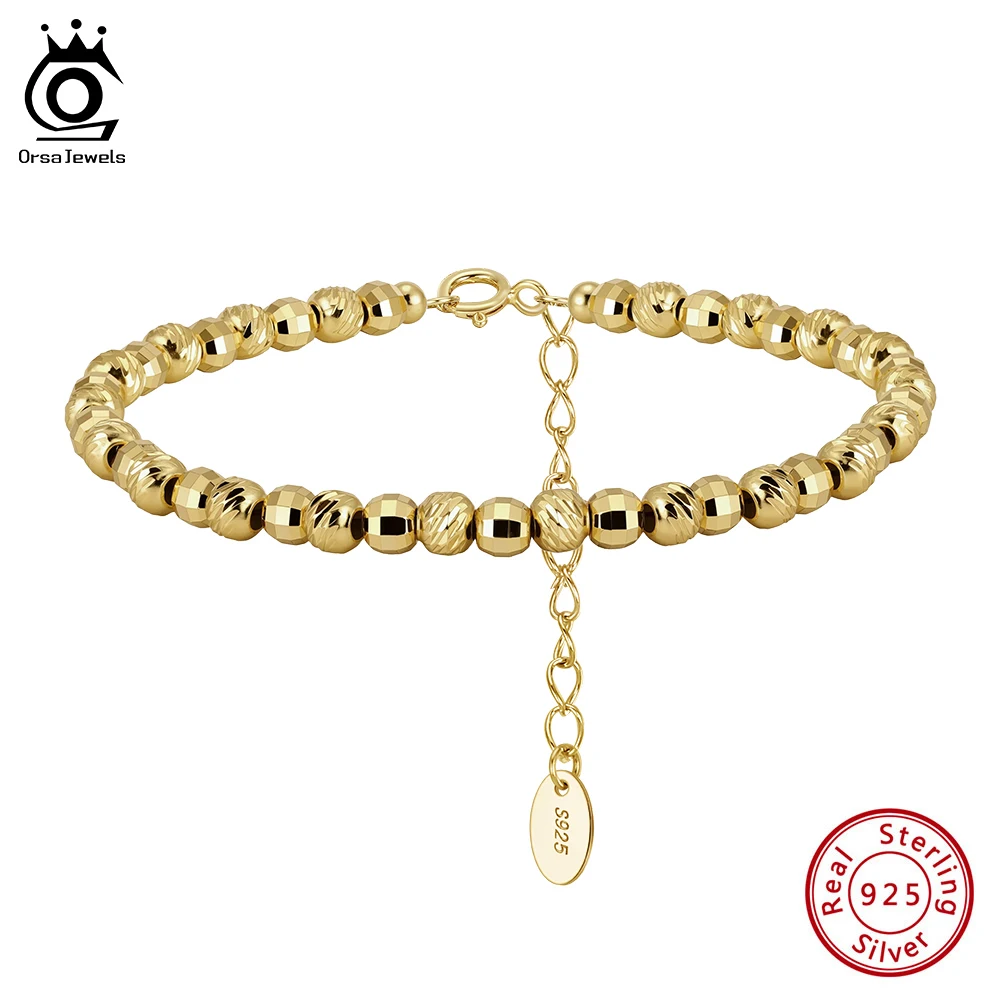 ORSA JEWELS Genuine 925 Sterling Silver Beaded Bracelet For Women Couple Jewelry Gift 4MM Beads Bracelet Chain Accessories GAB01
ORSA JEWELS Genuine 925 Sterling Silver Beaded Bracelet For Women Couple Jewelry Gift 4MM Beads Bracelet Chain Accessories GAB01