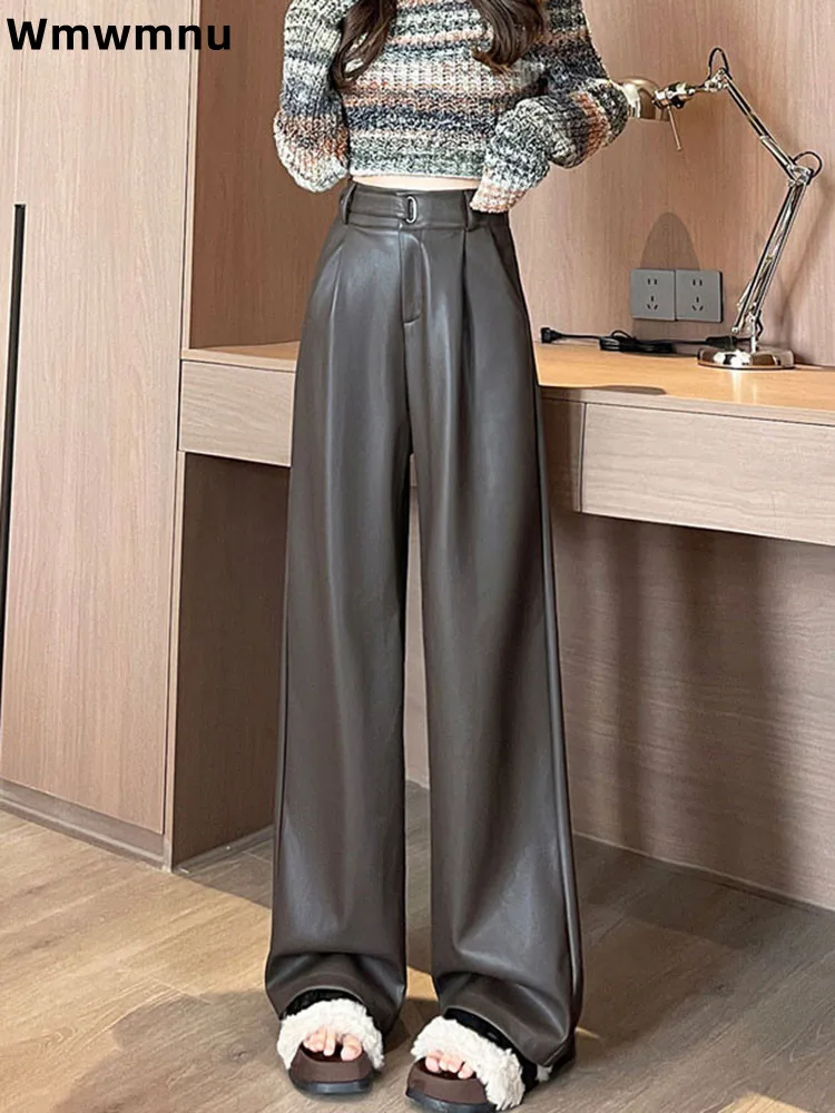 Костюм из искусственной кожи, узкие брюки Spodnie, корейские женские повседневные модные брюки с высокой талией, широкие прямые брюки Calcas
Костюм из искусственной кожи, узкие брюки Spodnie, корейские женские повседневные модные брюки с высокой талией, широкие прямые брюки Calcas