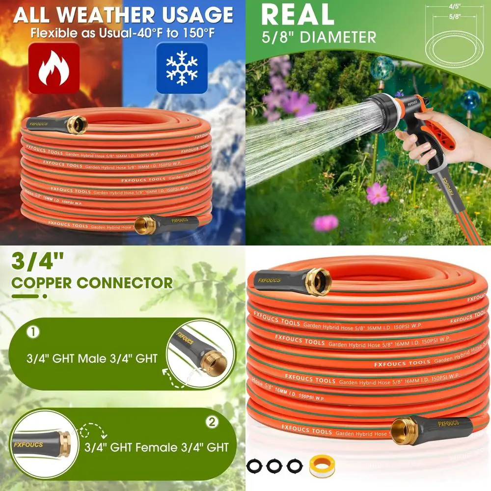 Гибкий садовый шланг 5/8 75 футов с вырывным давлением 600 фунтов на квадратный дюйм, легкие, всепогодные, медные фитинги
Гибкий садовый шланг 5/8 75 футов с вырывным давлением 600 фунтов на квадратный дюйм, легкие, всепогодные, медные фитинги