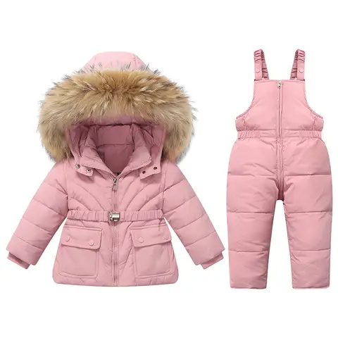 OLEKID 2025 Winter Children Girl Down Jacket baby Girl Jumpsuit 2pcs Clothes Set 1-5 Years Kids Toddler Girls Outerwear Snowwear