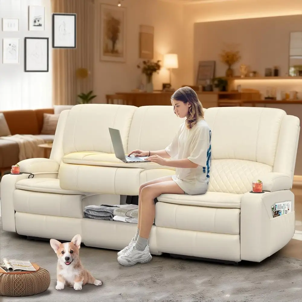 3-Seat Manual Reclining Sofa with Multifunction Middle Seat, Storage, Cup Holders, and Removable Cover
3-Seat Manual Reclining Sofa with Multifunction Middle Seat, Storage, Cup Holders, and Removable Cover