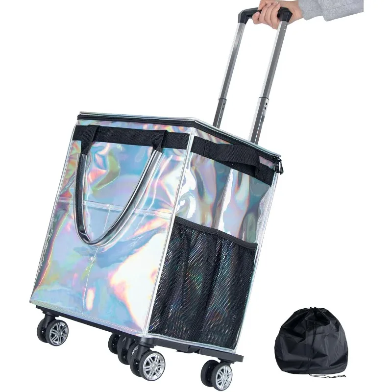 Rolling Tote, Portable Shopping Cart for Groceries with Wheels and Drawstring Bag, Trolley, 54L
Rolling Tote, Portable Shopping Cart for Groceries with Wheels and Drawstring Bag, Trolley, 54L
