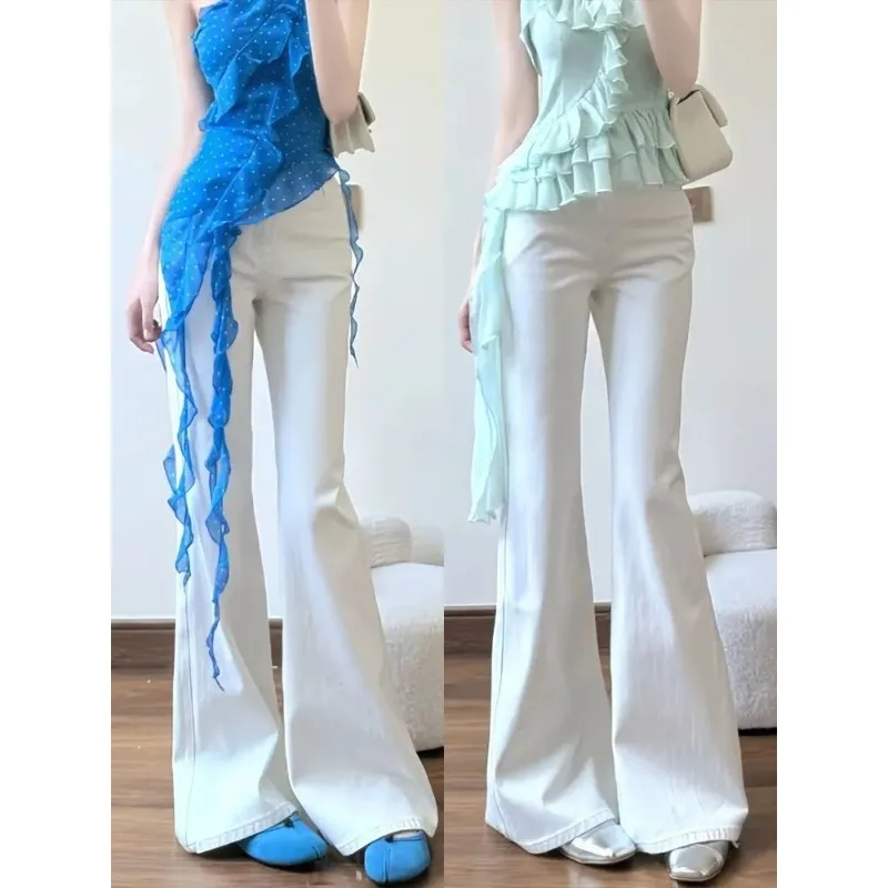 2026 Spring Summer Women's White High Waist Flare Jeans Slim Stretch Denim Long Pants
2026 Spring Summer Women's White High Waist Flare Jeans Slim Stretch Denim Long Pants