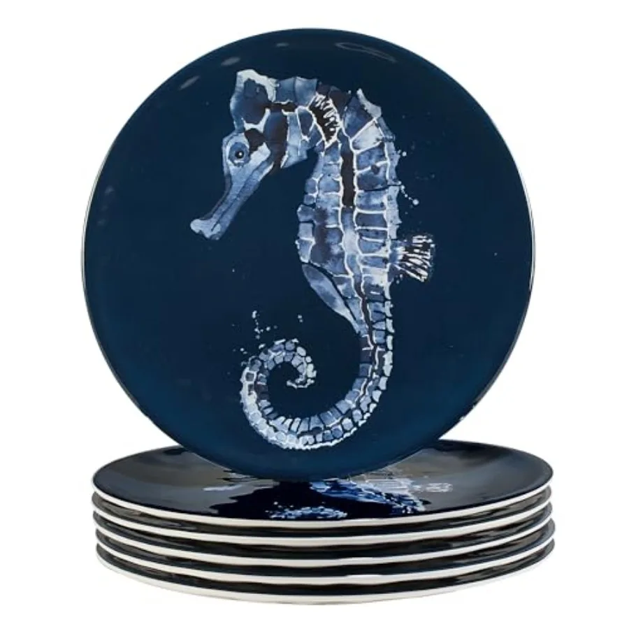 Sea Life Melamine Salad Dessert Plates Set of 6 9" Reusable Coastal Beach House Dinnerware with Seahorse Ocean Print Nautical B
Sea Life Melamine Salad Dessert Plates Set of 6 9" Reusable Coastal Beach House Dinnerware with Seahorse Ocean Print Nautical B