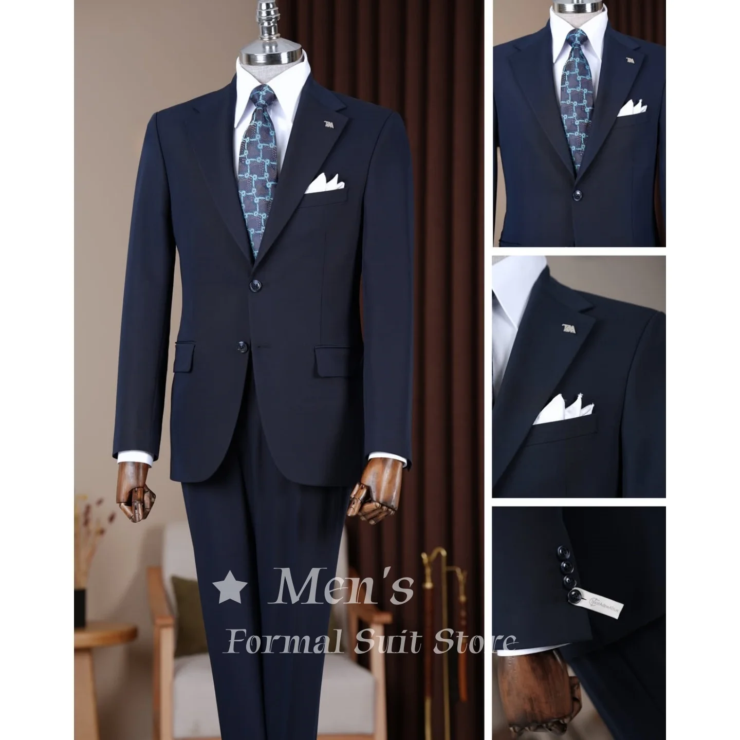 Mens Navy Blue 2 Piece Suit Single Breasted Notch Lapel Blazer Slim Fit Pants Wedding Groom Prom Office Events Customized
Mens Navy Blue 2 Piece Suit Single Breasted Notch Lapel Blazer Slim Fit Pants Wedding Groom Prom Office Events Customized
