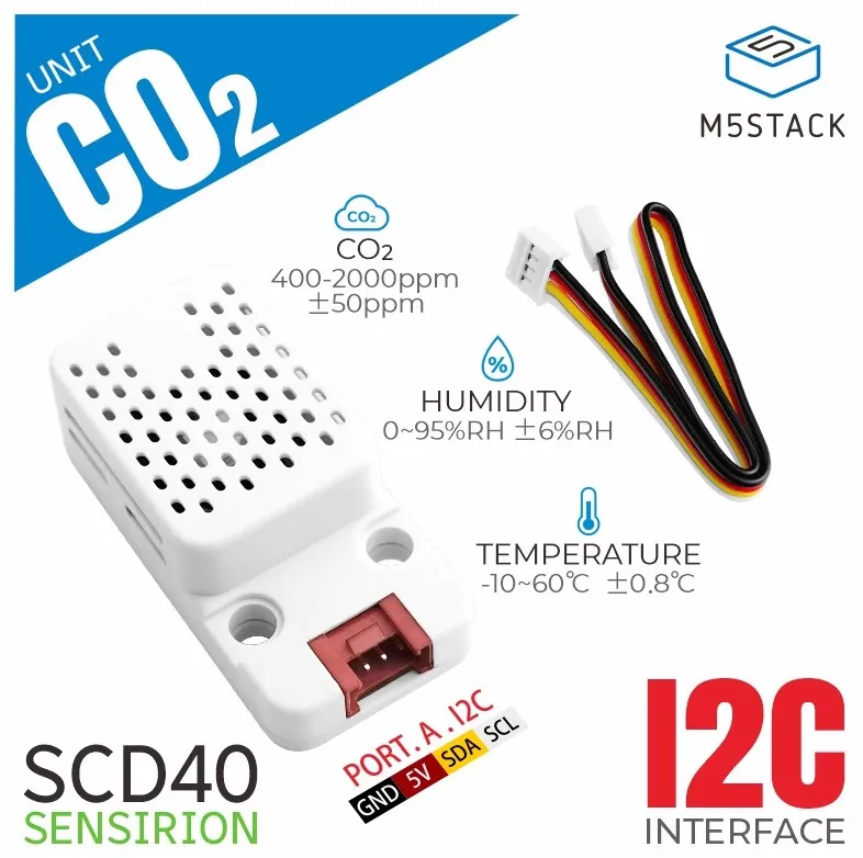 M5Stack датчик определения концентрации воздуха CO2 SCD40, датчик мониторинга воздушной среды
M5Stack датчик определения концентрации воздуха CO2 SCD40, датчик мониторинга воздушной среды