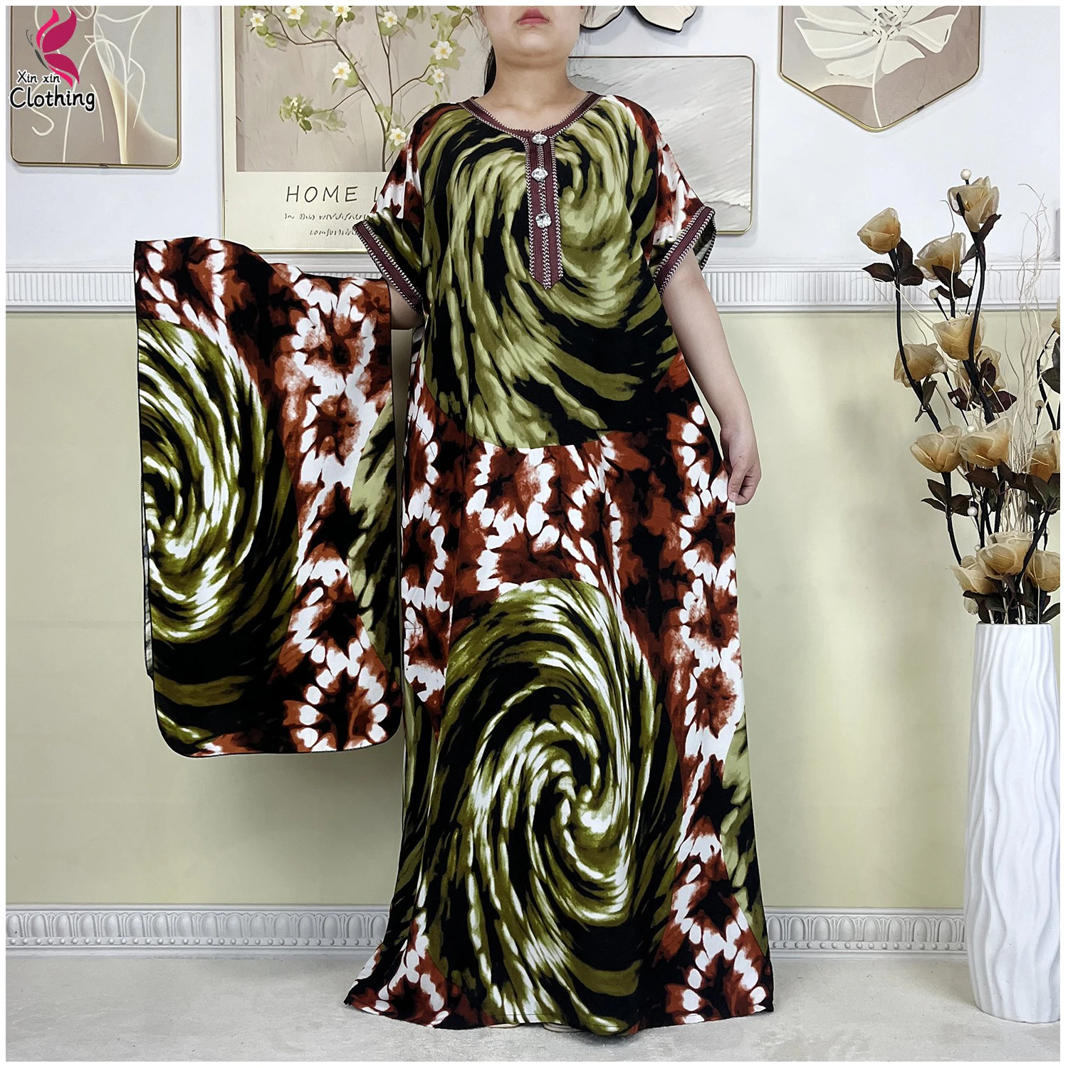 Новое модное летнее женское платье с коротким рукавом и цветочным принтом, свободное платье Boubou Maxi Islam, женское платье из хлопка, африканская Абая с шарфом
Новое модное летнее женское платье с коротким рукавом и цветочным принтом, свободное платье Boubou Maxi Islam, женское платье из хлопка, африканская Абая с шарфом