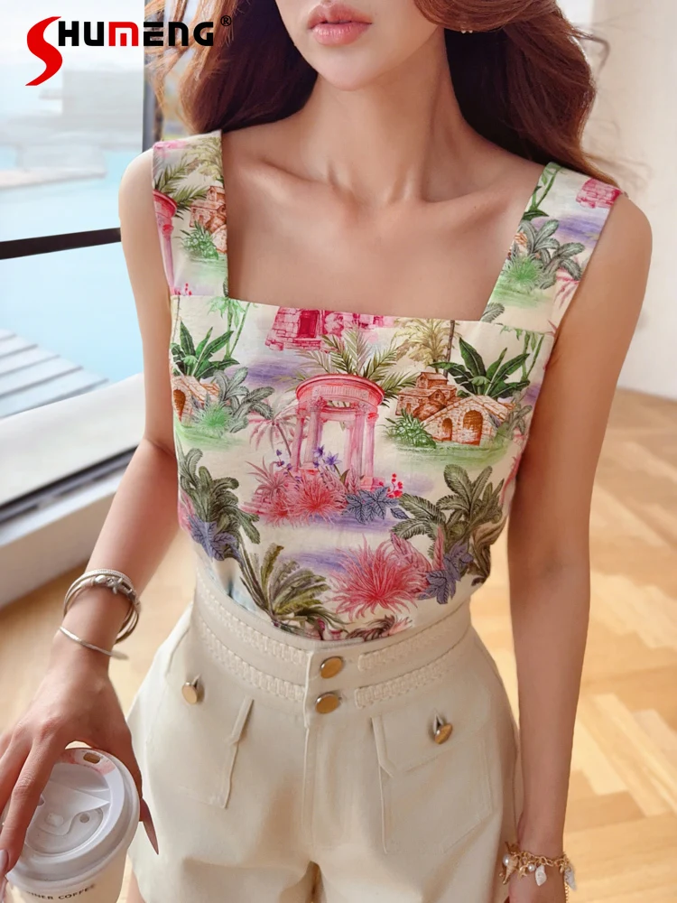 Fashion Versatile Printed Short Style Tops Female Sleeveless Suspender Vests Women's 2025 Summer New Slimming Cotton Tank Tops
Fashion Versatile Printed Short Style Tops Female Sleeveless Suspender Vests Women's 2025 Summer New Slimming Cotton Tank Tops