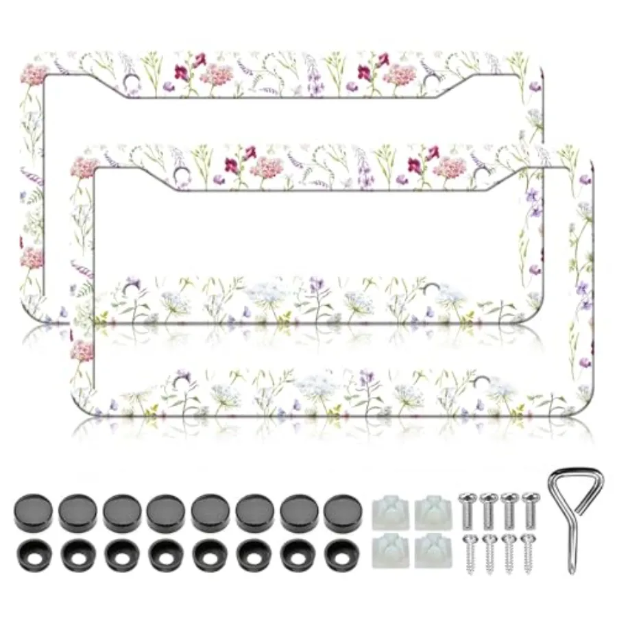 Wildflowers Floral License Plate Frames - 2 Pack White Flower License Plate Frame Holder for Women, Aluminum Metal Rust-Proof W
Wildflowers Floral License Plate Frames - 2 Pack White Flower License Plate Frame Holder for Women, Aluminum Metal Rust-Proof W