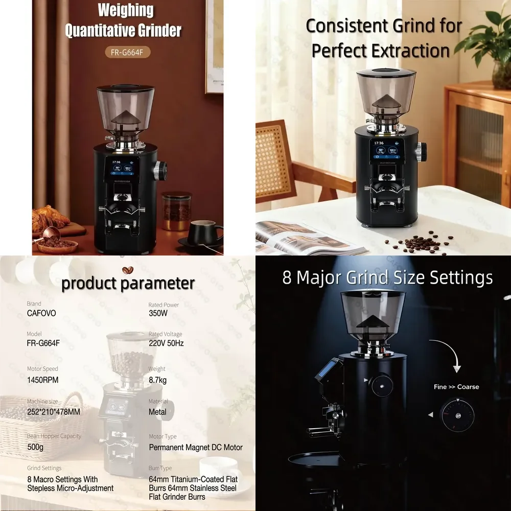 Coffee K64SC Professional Weighing Quantitative Coffee Grinder 64mm Flat Burr Touch Screen Espresso Grinder For Home Barista
Coffee K64SC Professional Weighing Quantitative Coffee Grinder 64mm Flat Burr Touch Screen Espresso Grinder For Home Barista