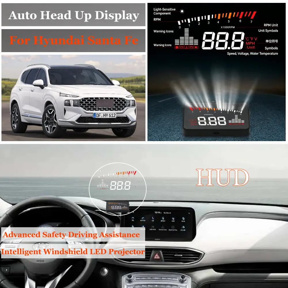 Car Head Up Display For Hyundai Santa Fe DM/TM2012-2023 AUTO HUD Windshield Projector Accessories Speedometer Odometer RPM
Car Head Up Display For Hyundai Santa Fe DM/TM2012-2023 AUTO HUD Windshield Projector Accessories Speedometer Odometer RPM