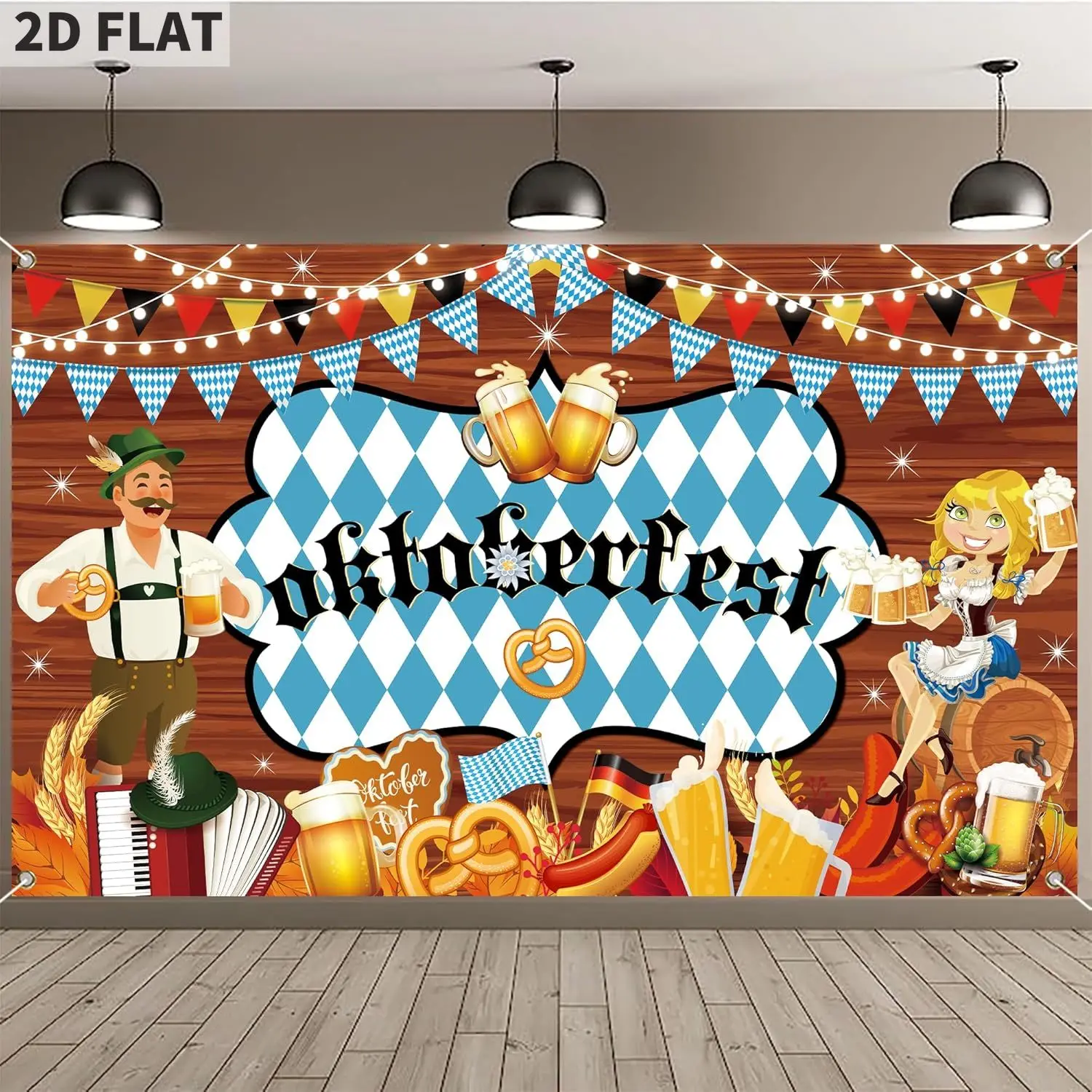 Oktoberfest Backdrop Banner, German Beer Festival Flags Rustic Wood Background Photography Photo Booth Props for Bavarian 
Oktoberfest Backdrop Banner, German Beer Festival Flags Rustic Wood Background Photography Photo Booth Props for Bavarian